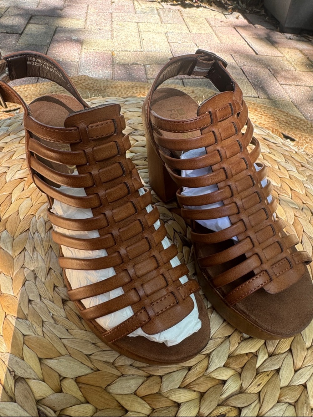 White Mountain Brown Strappy Block Heel Sandals